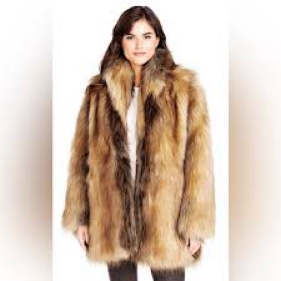 BRAND NEW Red Fox Faux Fur Shawl Collar Coat – Women’s Size M - Picture 4 of 4